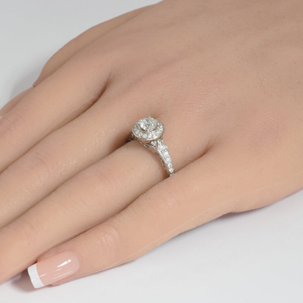 SPECIAL! .94ct G SI 14K White Gold Diamond Halo Style Engagement Ring Size 6.5