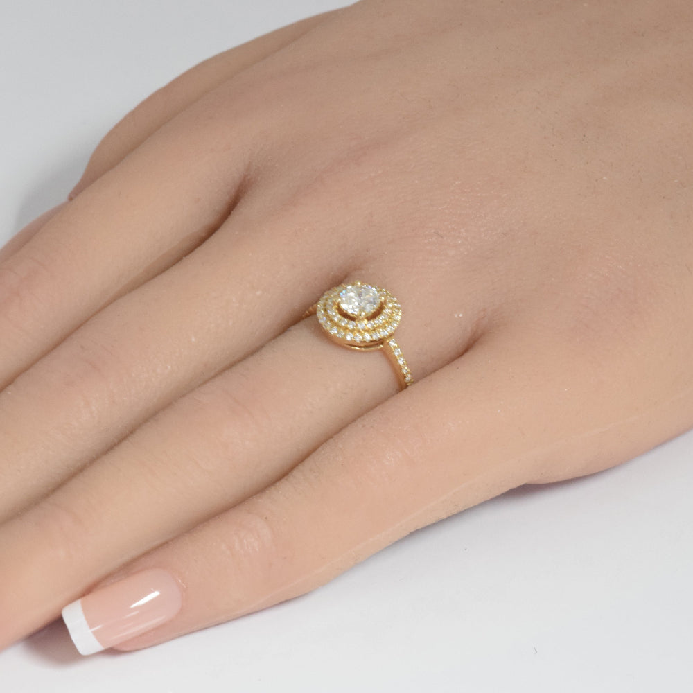 SPECIAL! .77ct G SI 14K Yellow Gold Diamond Double Halo Engagement Ring Size 6.5