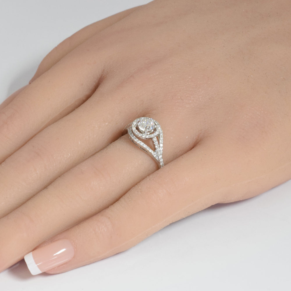 SPECIAL! .98ct G SI 14K White Gold Diamond Halo Style Engagement Ring Size 6.5