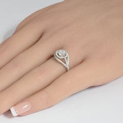 SPECIAL! .98ct G SI 14K White Gold Diamond Halo Style Engagement Ring Size 6.5