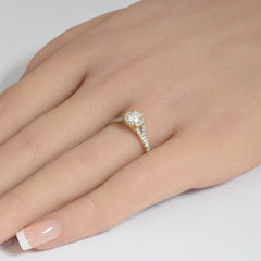 SPECIAL! .77ct G SI 14K Yellow Gold Diamond Halo Solitaire Engagement Ring Size 6.5