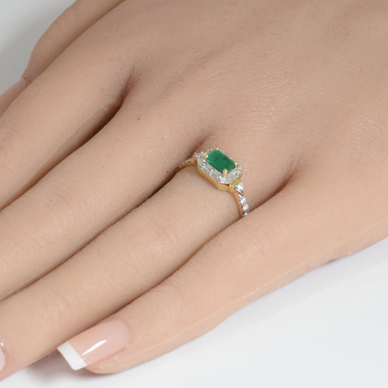 SPECIAL! .72ct G SI 14K Yellow Gold Diamond & Emerald Gemstones Ring  Size 6.5