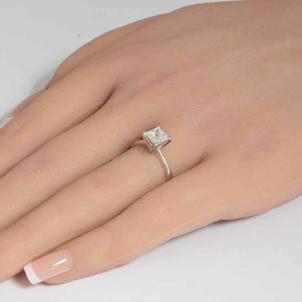 SPECIAL! 1.01ct G SI 14K White Gold Princess Cut Diamond Solitaire Ring Size 6.5