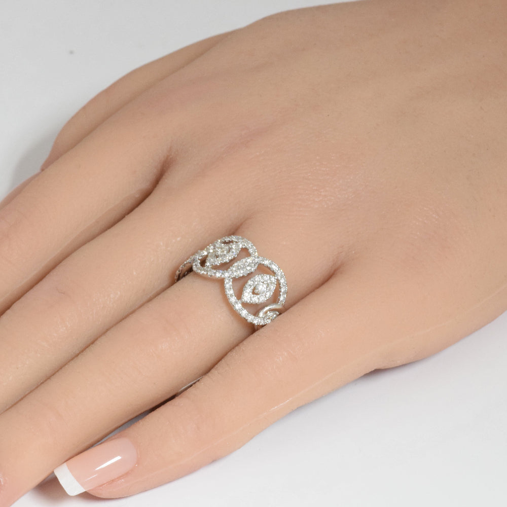 SPECIAL!.97ct G SI 14K White Gold Diamond Dome Band Ring Size 6.5