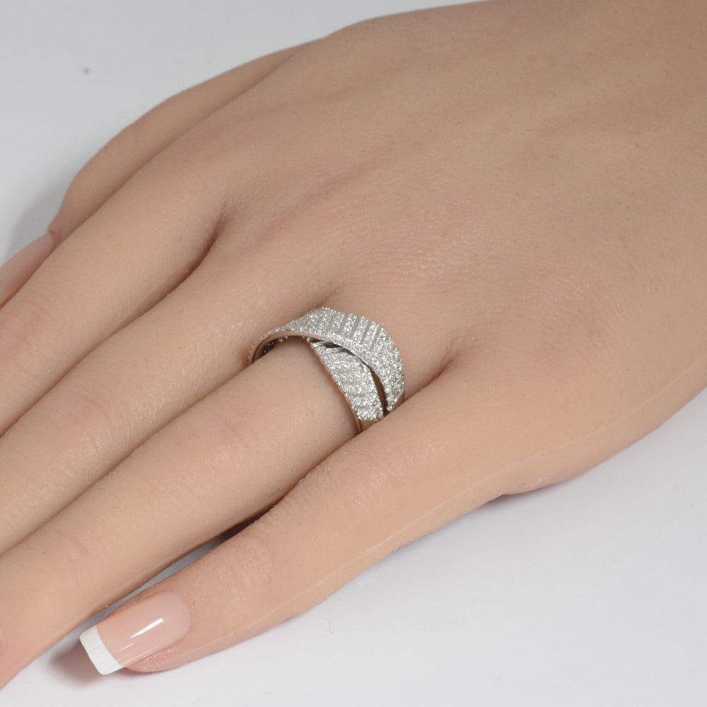 SPECIAL!.60ct G SI 14K White Gold Diamond Wrap Around Band Ring Size 6.5