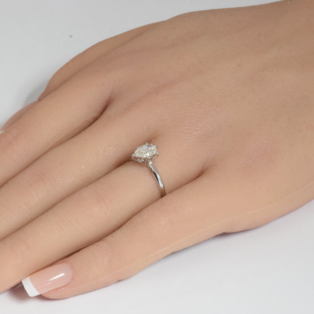 SPECIAL! .71ct G SI 14K White Gold Pear Shape Diamond Solitaire Ladies Ring
