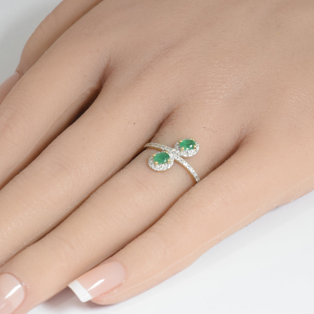 SPECIAL!.54ct Gemstones G SI 14K Yellow Gold Diamond & Emerald Gemstones Ring Size 6.5