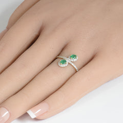 SPECIAL!.54ct Gemstones G SI 14K Yellow Gold Diamond & Emerald Gemstones Ring Size 6.5