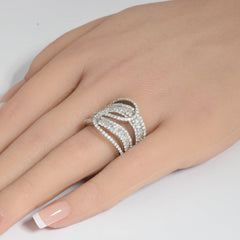 SPECIAL!1.48ct G SI 14K White Gold Diamond Round & Baguette Band Ring Size 6.5