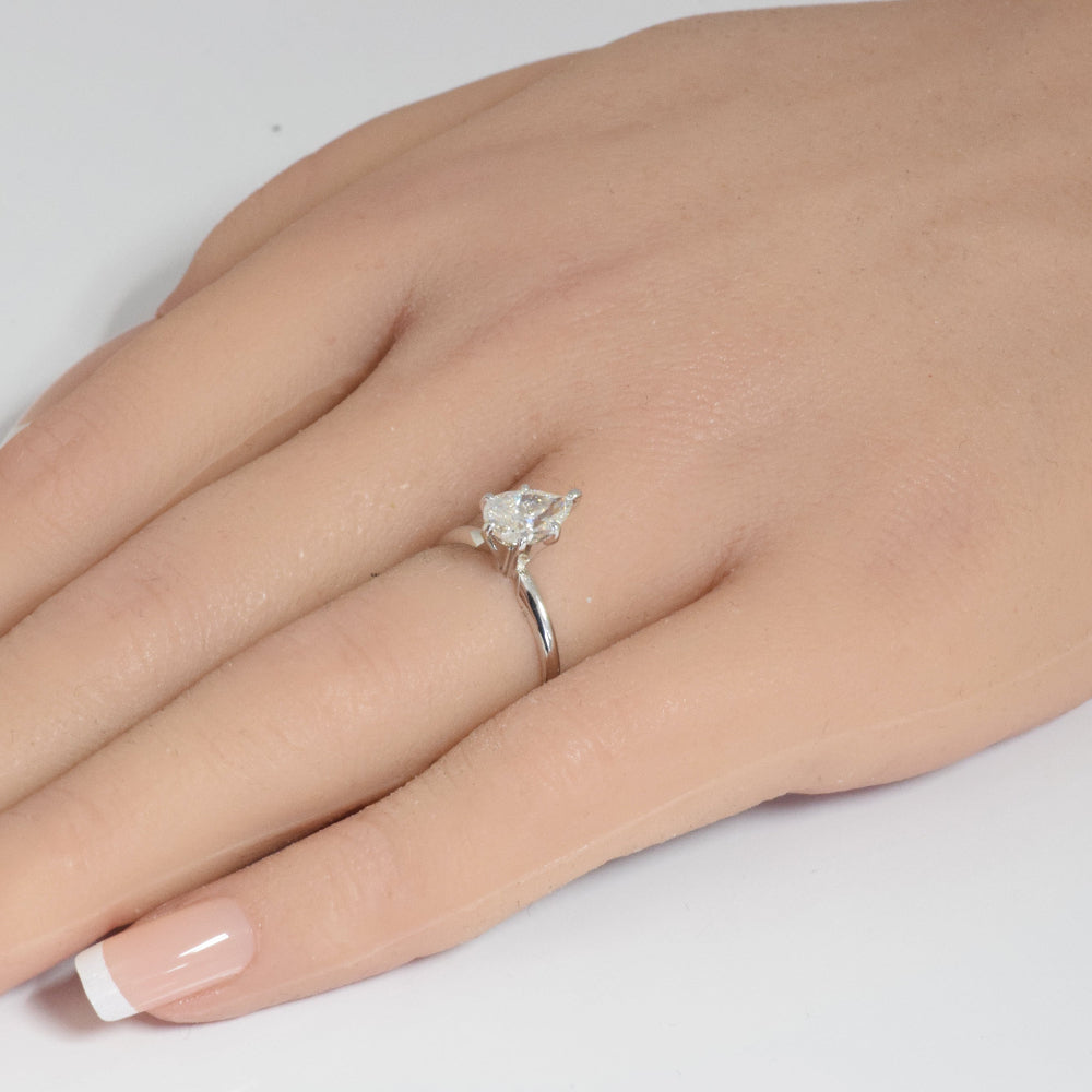 SPECIAL! 1.02ct G SI 14K White Gold Pear Shape Diamond Solitaire Ladies Ring