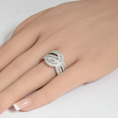 SPECIAL!1.56ct G SI 14K White Gold Round & Baguette Diamond Band Ring Size 6.5