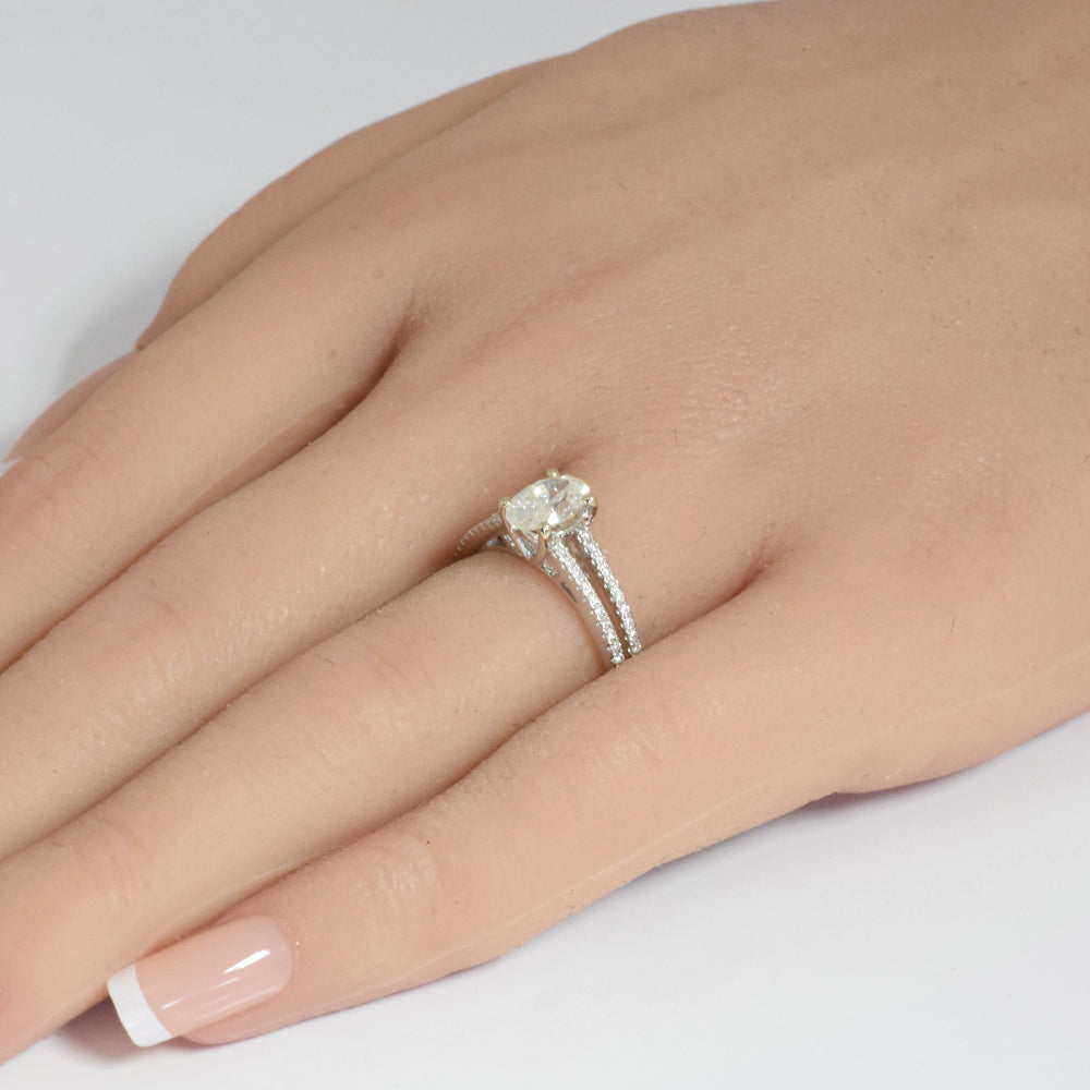 SPECIAL!1.10ct G SI 14K White Gold Oval Shape Diamond Engagement Ring  Size 6.5