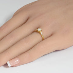 SPECIAL! .46ct G SI 14K Yellow Gold Round & Baguette Diamond Engagement Ring Size 6.5