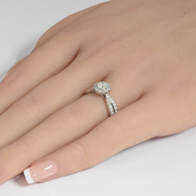 SPECIAL! .75ct G SI 14K White Gold Diamond Halo Engagement Ring Size 6.5