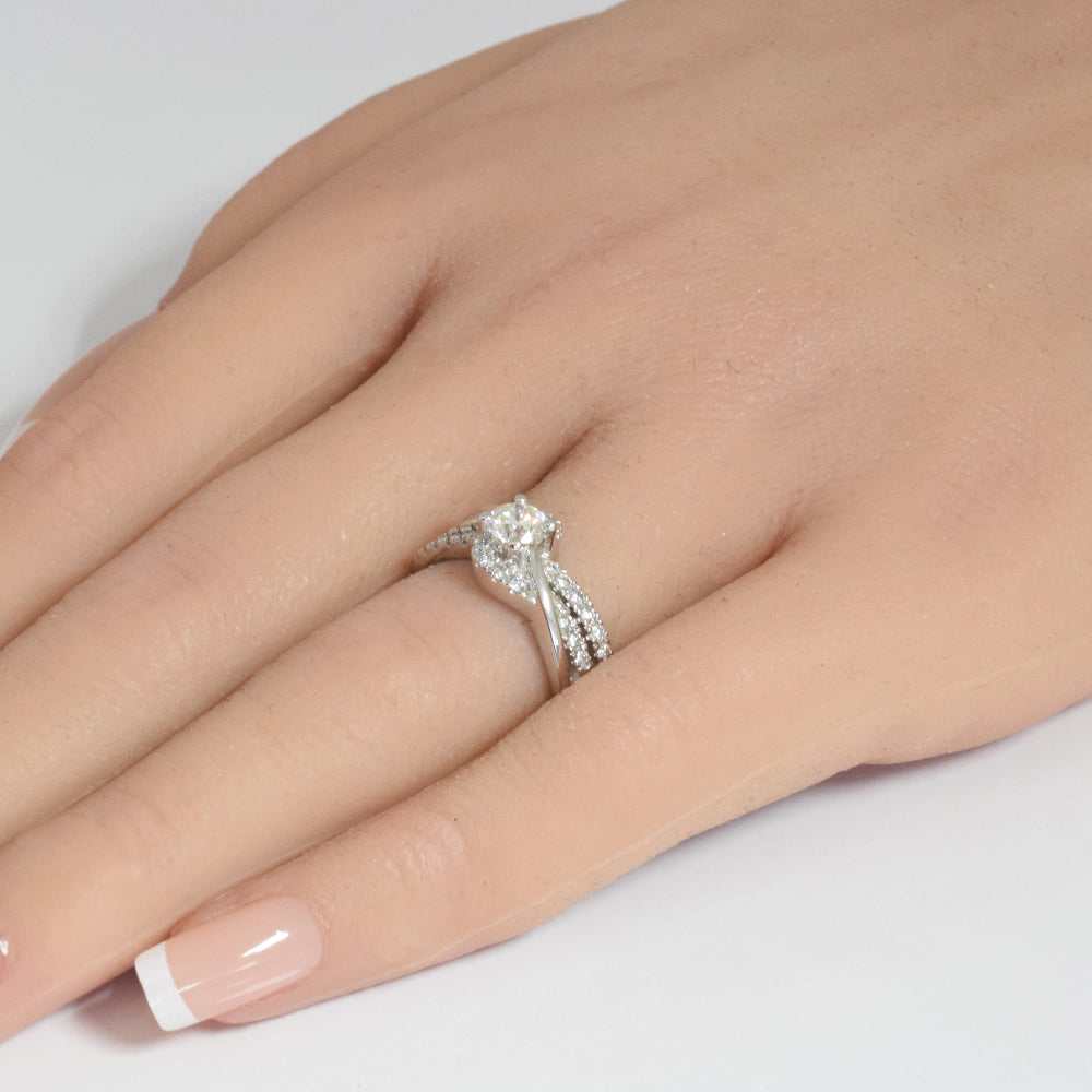 SPECIAL! .85ct G SI 14K White Gold Round Diamond Wrap Around Engagement Ring Size 6.5