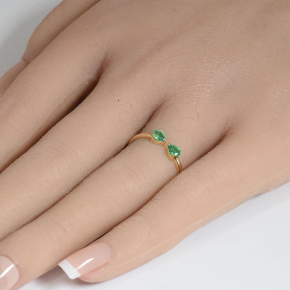 .25ct G SI 14K Yellow Gold Emerald Gemstones Ring Size 6.5