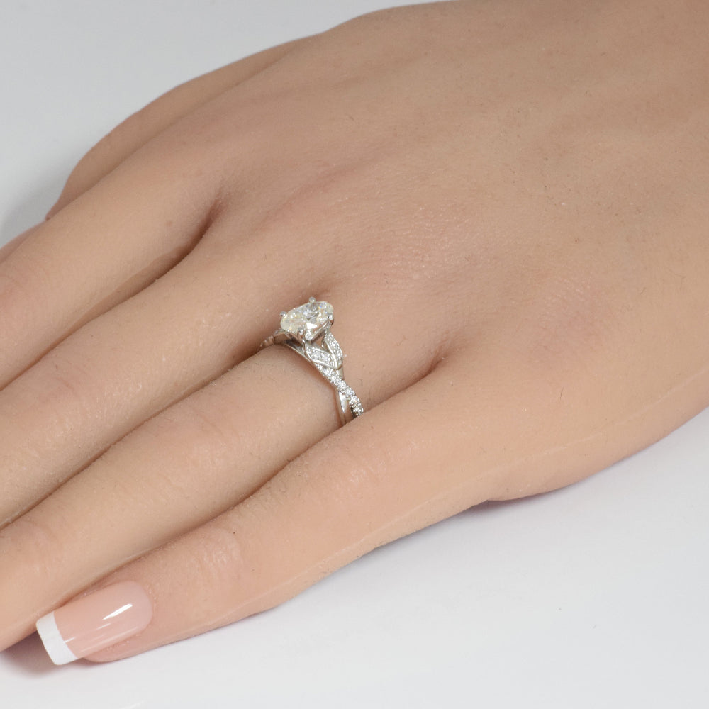 SPECIAL!.84ct G SI 14K White Gold Oval Shape Diamond Engagement Ring Size 6.5