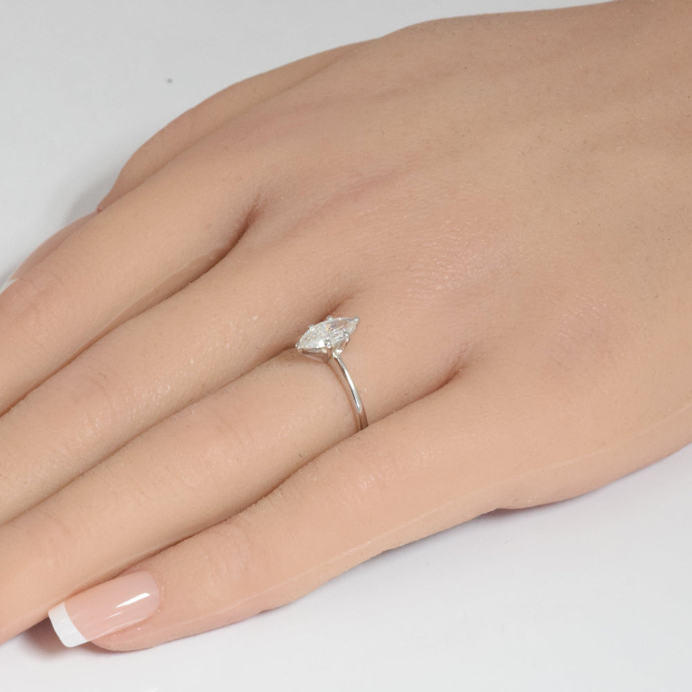 SPECIAL!.60ct G SI 14K White Gold Marquise Diamond Solitaire Ladies Ring