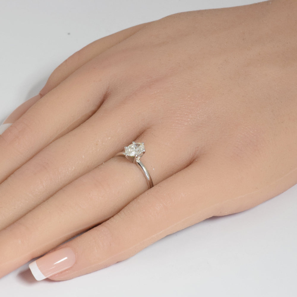 SPECIAL!.71ct F SI 14K White Gold Oval Cut Diamond Solitaire Ladies Ring