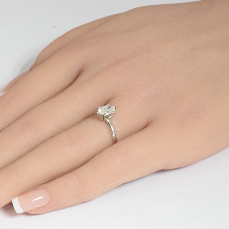 SPECIAL!.80ct F SI 14K White Gold Oval Cut Diamond Solitaire Ladies Ring