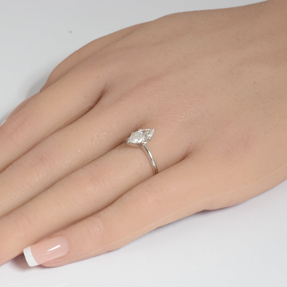 SPECIAL! 1.03ct F SI 14K White Gold Marquise Diamond Solitaire Ladies Ring