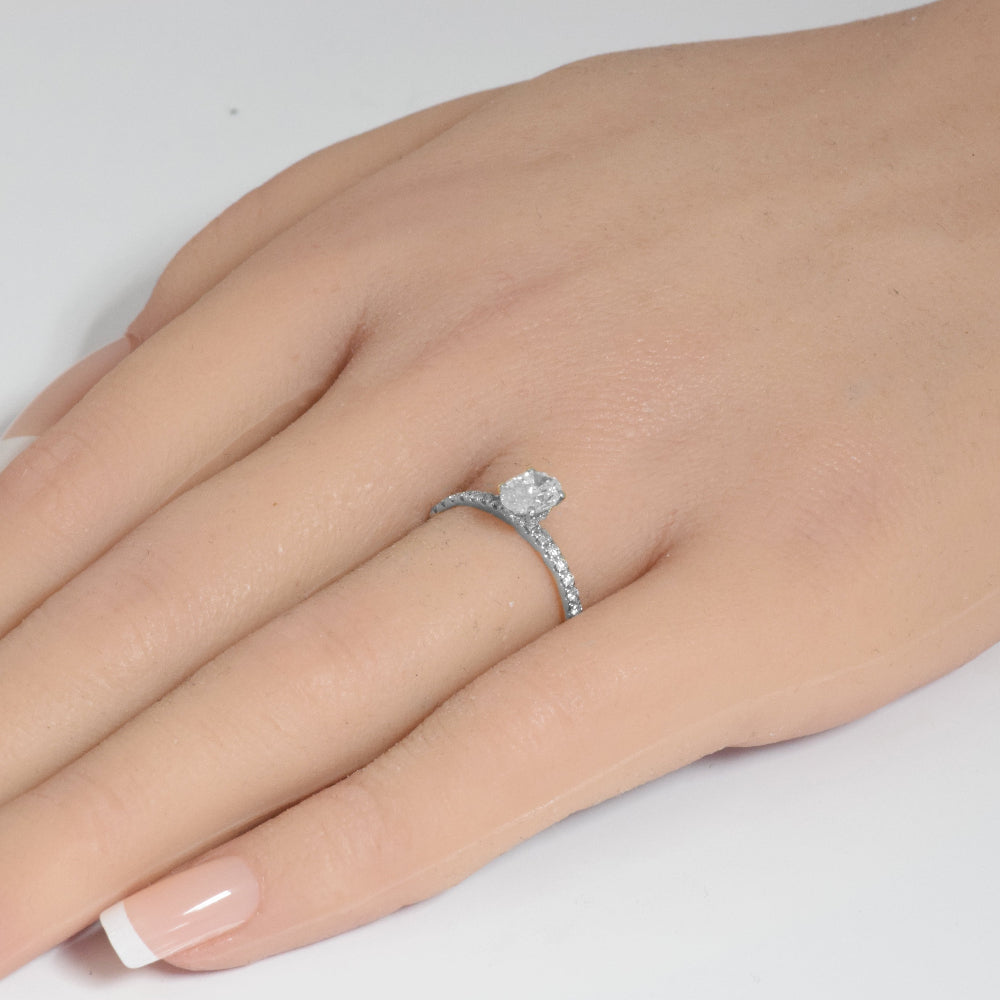 SPECIAL!.75ct G SI 14K White Gold Diamond Oval Shape Engagement Ring Size 6.5