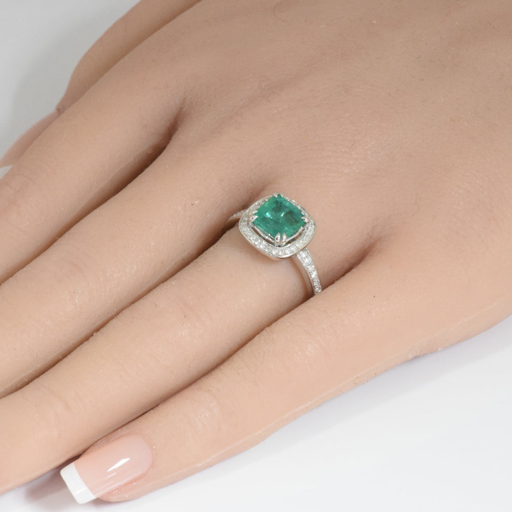 SPECIAL! 2.02ct G SI 14K White Gold Diamond & Natural Emerald Gemstone Ring  Size 6.5