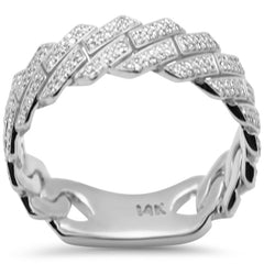 SPECIAL! .54ct G SI 14K White Gold Men's Round Diamond Square Cuban Band Ring Size 10