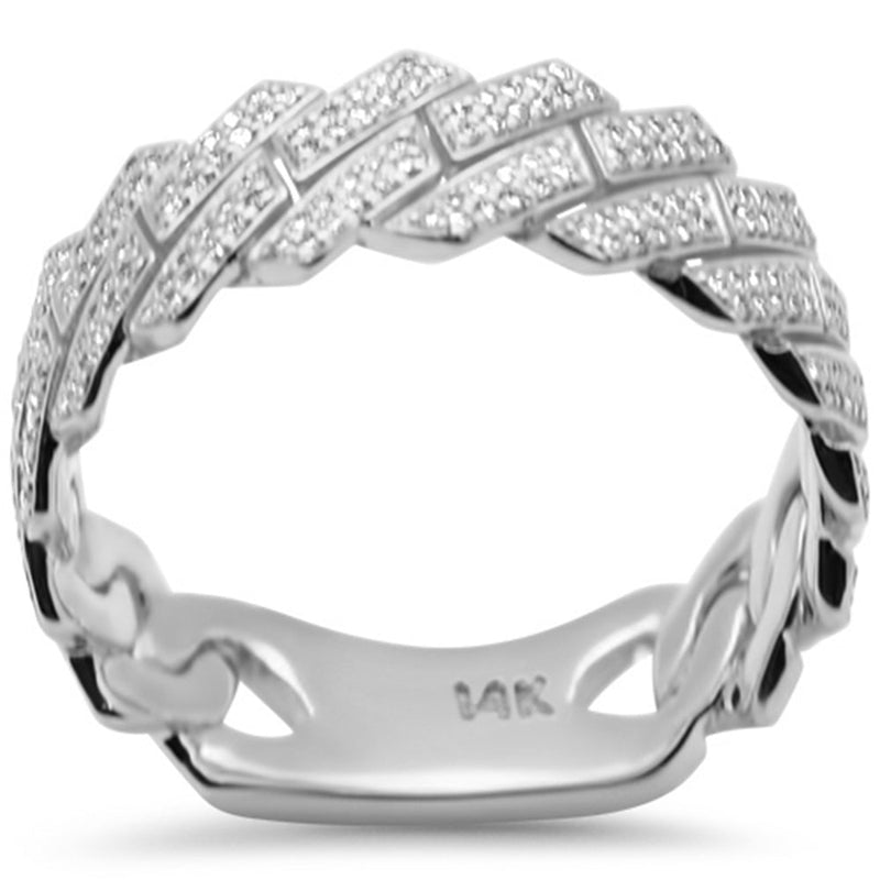 SPECIAL! .54ct G SI 14K White Gold Men's Round Diamond Square Cuban Band Ring Size 10
