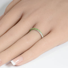 SPECIAL! .39ct G SI 14K Yellow Gold Diamond & Emerald Gemstones Band Ring Size 6.5