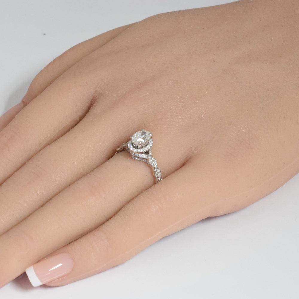 SPECIAL! 1.15ct G SI Center .72ct 14K White Gold Oval Shape Diamond Engagement Ring