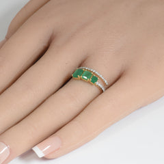 SPECIAL! 1.44ct G SI 14K Yellow Gold Diamond & Emerald Gemstones Ring Size 6.5