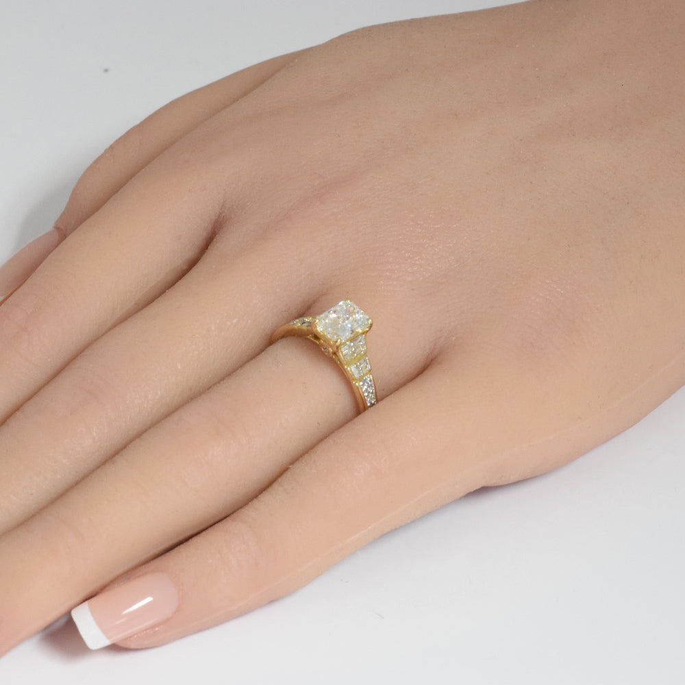 SPECIAL! 1.39ct G SI Center 1.09ct 14K Yellow Gold Radiant Cut Diamond Engagement Ring
