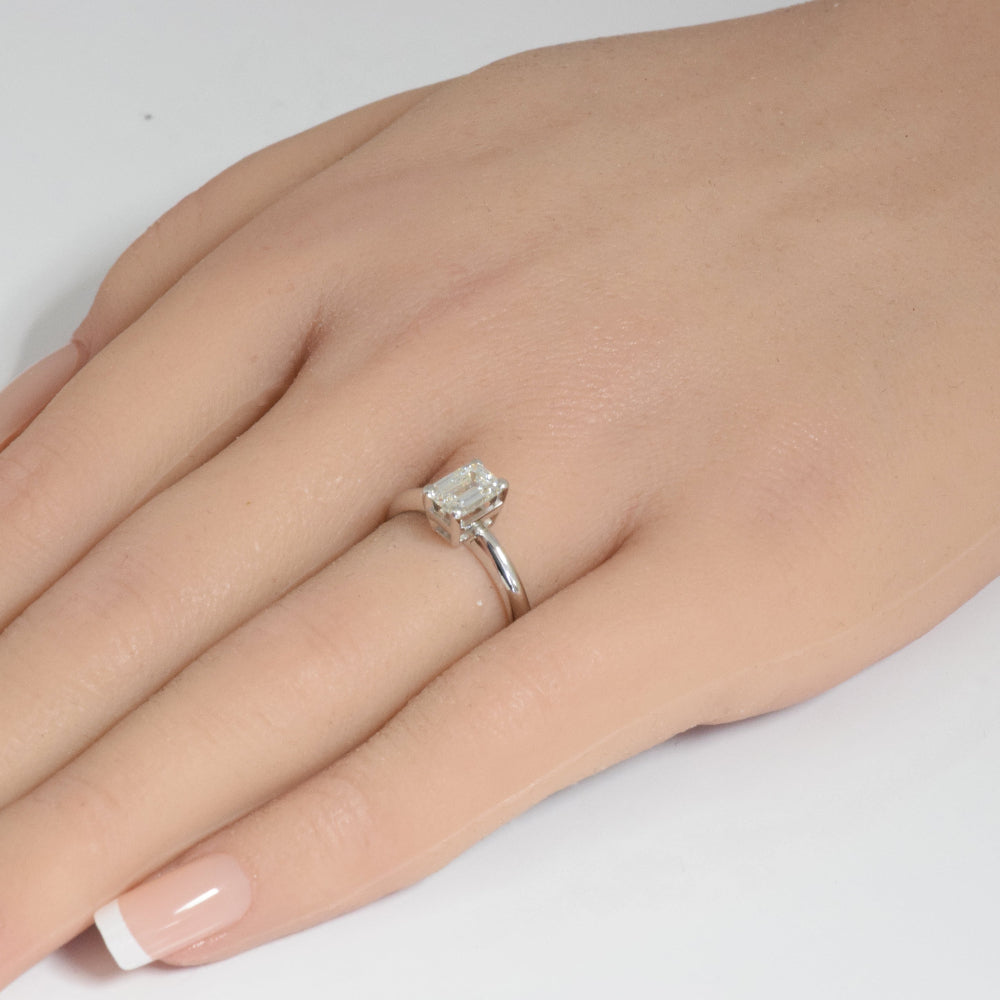 SPECIAL! 1.00ct I-SI2 GIA CERT 14K White Gold Emerald Cut Diamond Engagement Ring