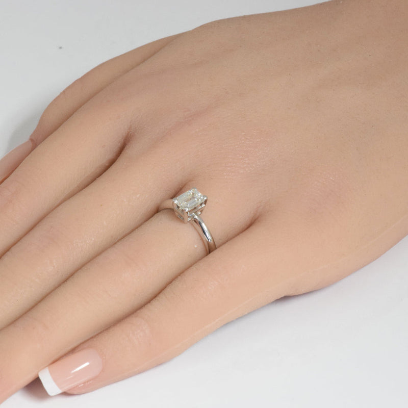 SPECIAL! 1.00ct I-SI2 GIA CERT 14K White Gold Emerald Cut Diamond Engagement Ring
