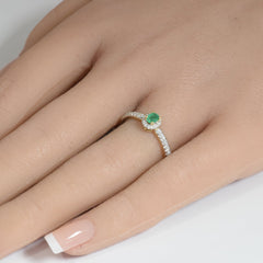 SPECIAL!.34ct G SI 14K Yellow Gold Diamond & Emerald Gemstone Ring Size 6.5