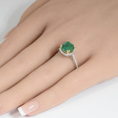 SPECIAL! 2.63ct G SI 14K White & Yellow Gold Diamond & Emerald Gemstone Ring Size 6.5