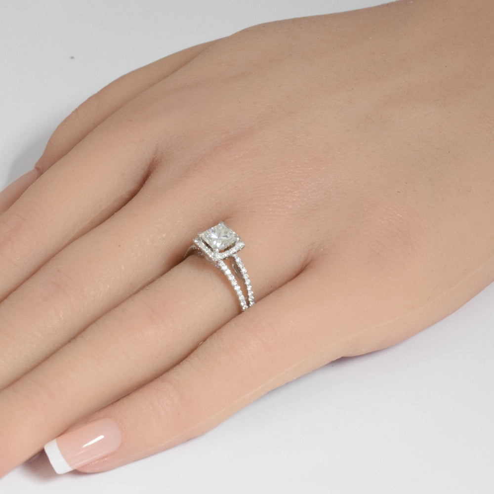 SPECIAL! 1.52ct G SI Center 1.00ct White Gold Diamond Princess Cut Engagement Ring