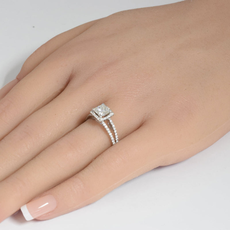 SPECIAL! 1.52ct G SI Center 1.00ct White Gold Diamond Princess Cut Engagement Ring