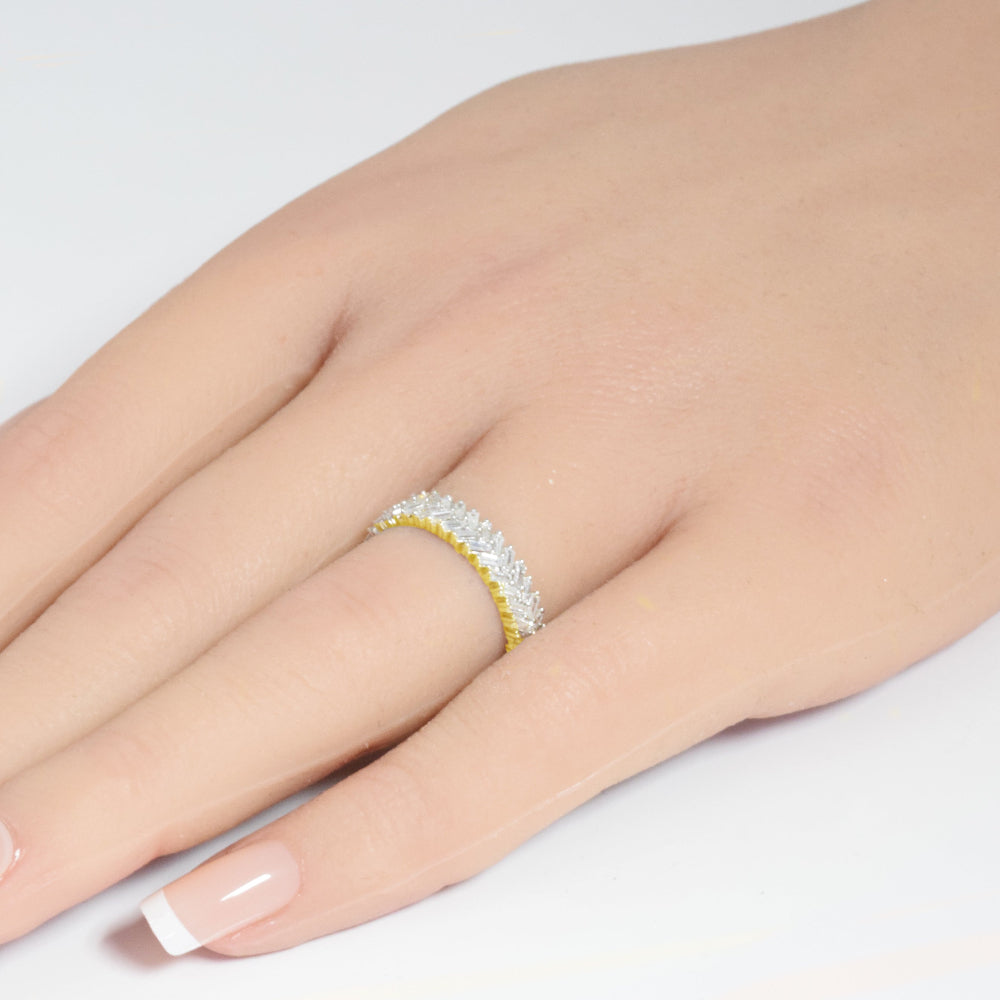 SPECIAL! .89ct G SI 14K Yellow Gold Baguette Diamond Ring Band Size 6.5