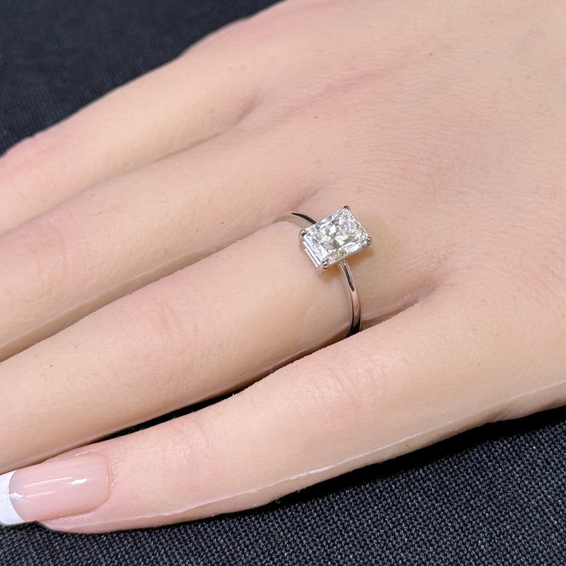 SPECIAL! 1.26ct G SI 14K White Gold Radiant Cut Diamond Solitaire Ring Band  Size 7