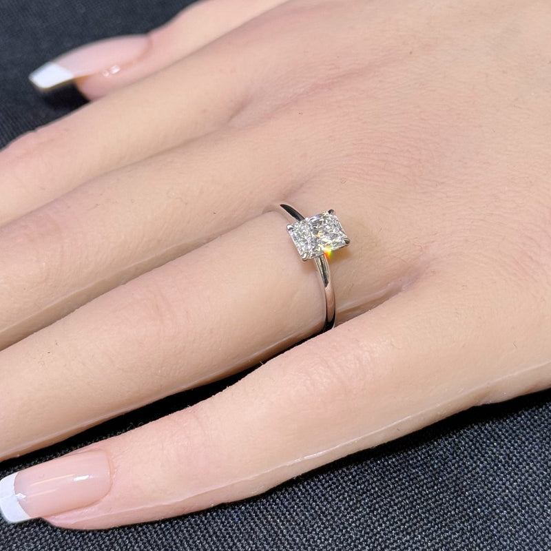 SPECIAL! 1.02ct I-VS2 GIA CERTIFIED 14K White Gold Radiant Cut Diamond Solitaire Ring Band Size 6
