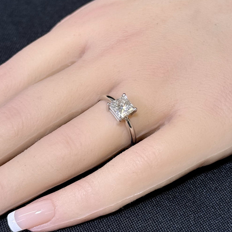 SPECIAL! 1.51ct G SI 14K White Gold Princess Cut Diamond Solitaire Engagement Ring Size 8