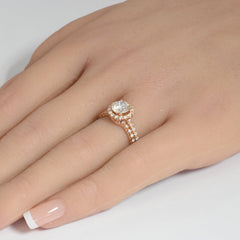 SPECIAL! 1.52ct G SI 14K Rose Gold Round Diamond Halo Engagement Ring Size 6.5
