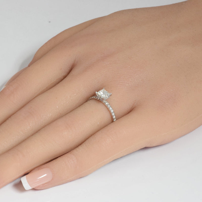 SPECIAL! .86ct G SI 14K White Gold Princess Cut Diamond Engagement Ring Size 6.5