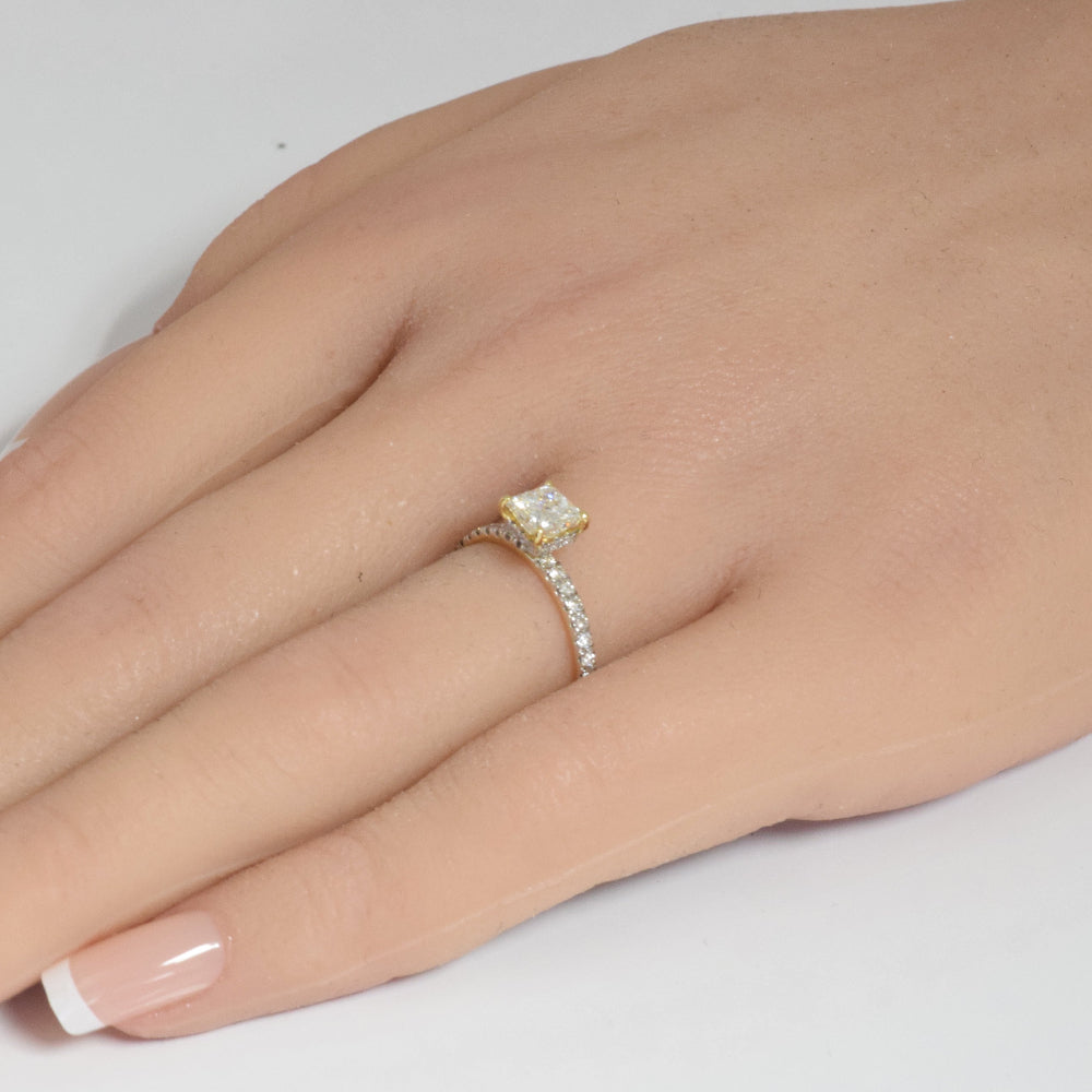 SPECIAL! .96ct G SI 14K Yellow Gold Princess Cut Diamond Engagement Ring Size 6.5