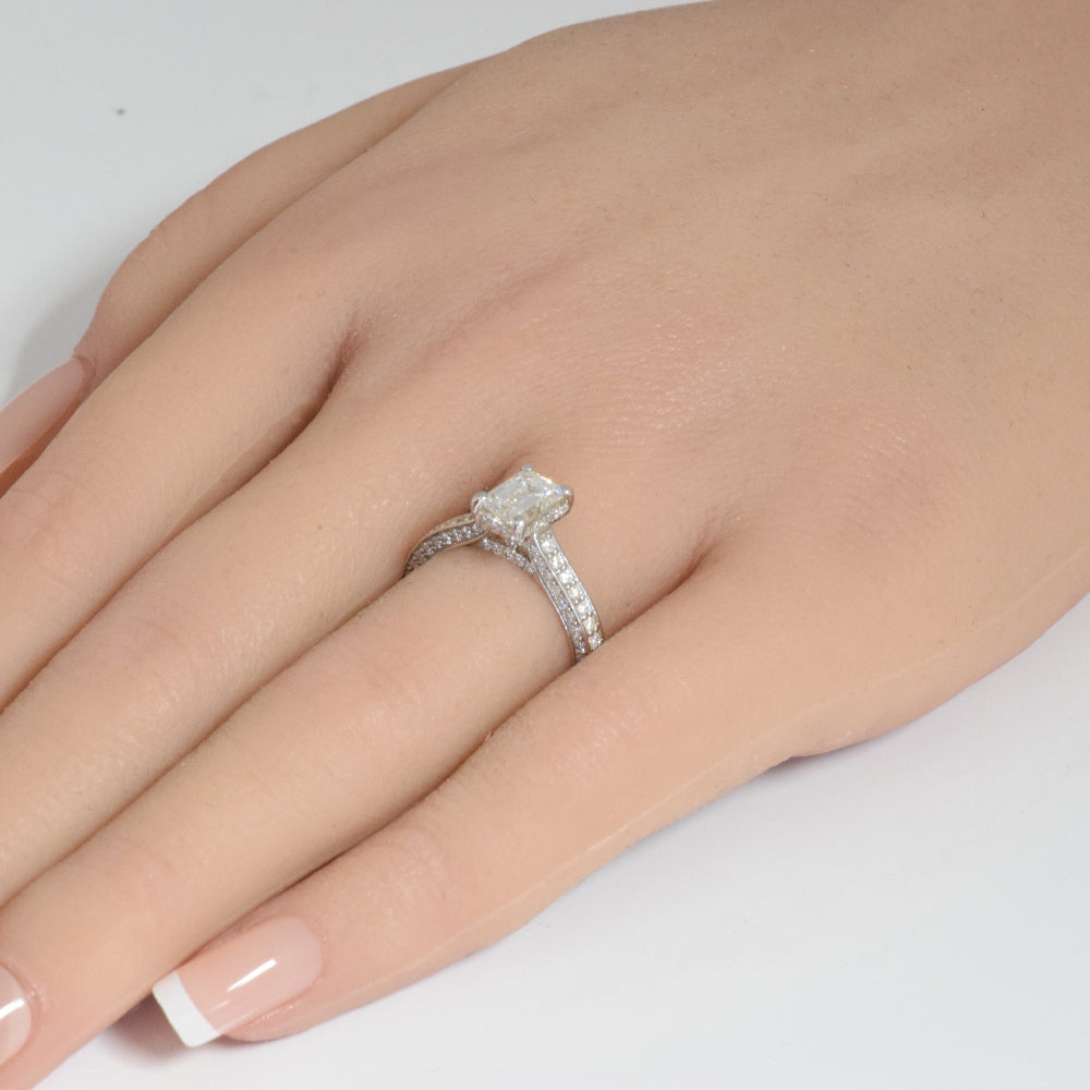 SPECIAL!1.80ct G SI 14K White Gold Emerald Cut Diamond Engagement Solitaire Ring Size 6.5
