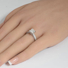 SPECIAL!1.87ct G SI 14K White Gold Princess Cut Diamond Engagement Ring Size 6.5