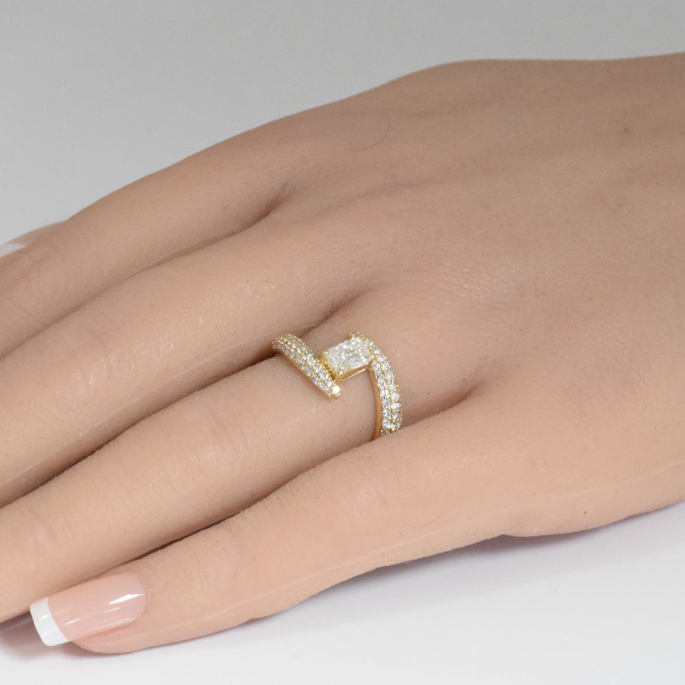 SPECIAL!1.01ct G SI 14K Yellow Gold Modern Emerald Cut Diamond Engagement Solitaire Ring Size 6.5
