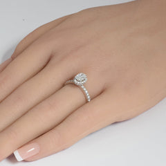 SPECIAL!1.08ct G SI 14K White Gold Oval Diamond Halo Engagement Ring Size 6.5